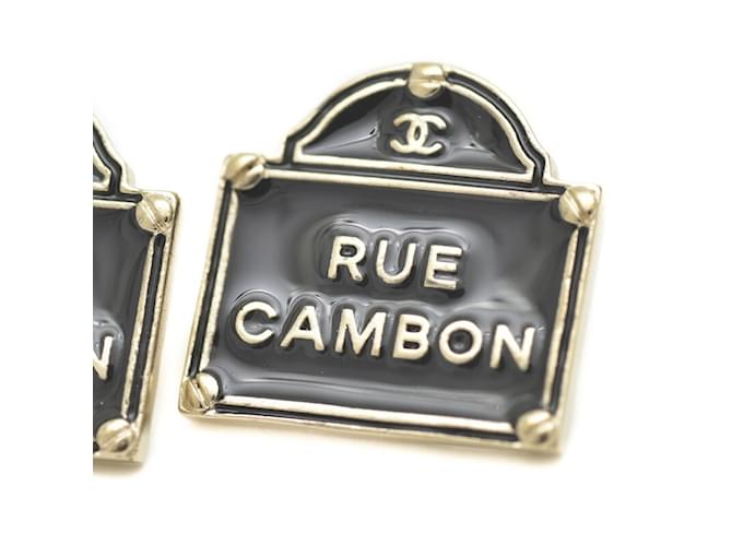 Cambon Orecchini a perno placcati in oro nero Chanel - vista 3