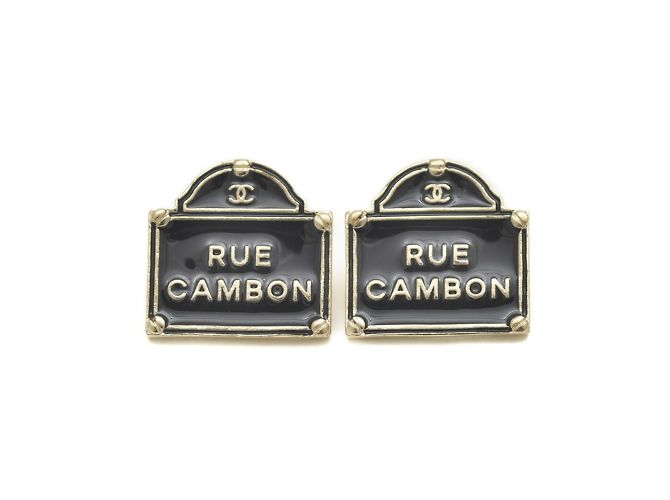 Cambon Orecchini a perno placcati in oro nero Chanel - vista 6