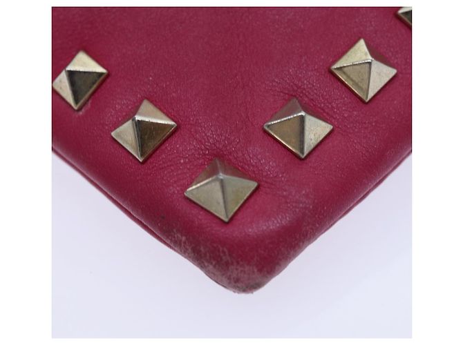 VALENTINO Borsa Clutch con Borchie in Pelle Rosa Oro Auth bs16650 D'oro - vista 14