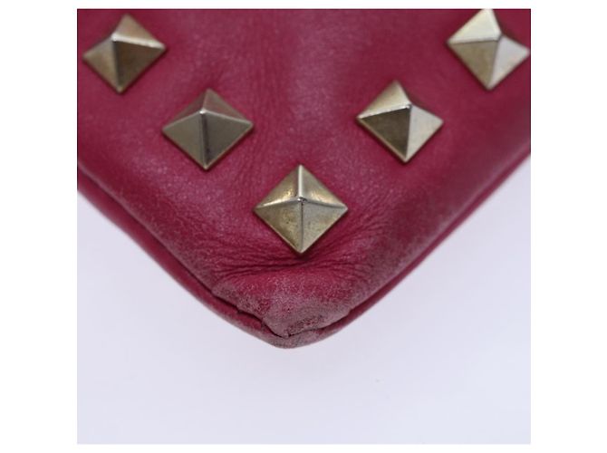 VALENTINO Borsa Clutch con Borchie in Pelle Rosa Oro Auth bs16650 D'oro - vista 15