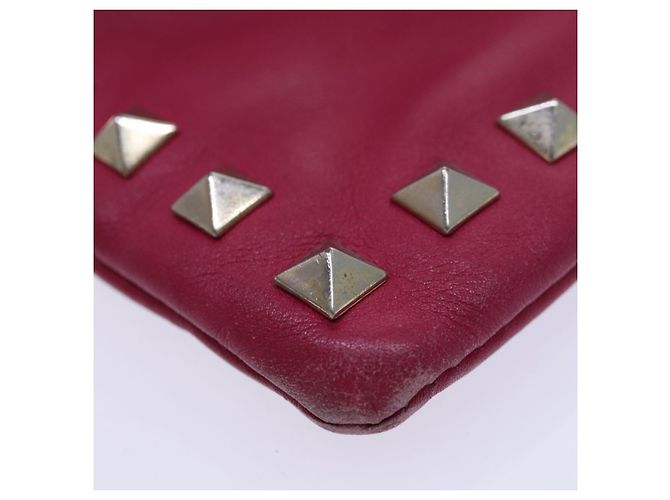 VALENTINO Borsa Clutch con Borchie in Pelle Rosa Oro Auth bs16650 D'oro - vista 16