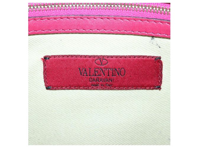 VALENTINO Borsa Clutch con Borchie in Pelle Rosa Oro Auth bs16650 D'oro - vista 18