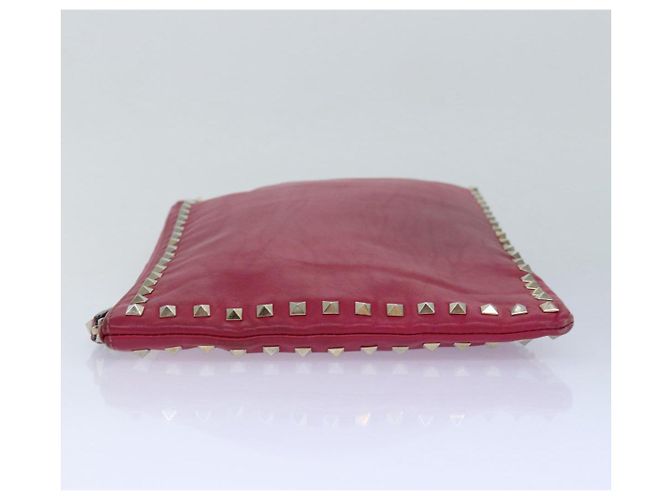 VALENTINO Borsa Clutch con Borchie in Pelle Rosa Oro Auth bs16650 D'oro - vista 3