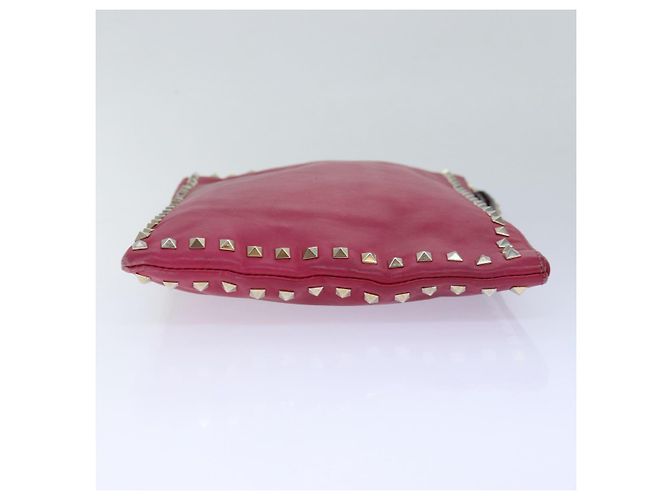 VALENTINO Borsa Clutch con Borchie in Pelle Rosa Oro Auth bs16650 D'oro - vista 4