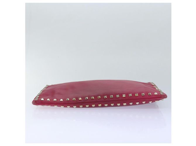 VALENTINO Borsa Clutch con Borchie in Pelle Rosa Oro Auth bs16650 D'oro - vista 5