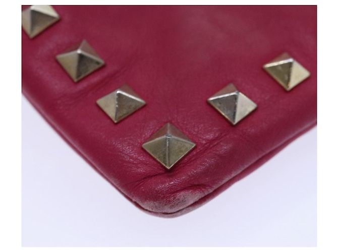 VALENTINO Borsa Clutch con Borchie in Pelle Rosa Oro Auth bs16650 D'oro - vista 9