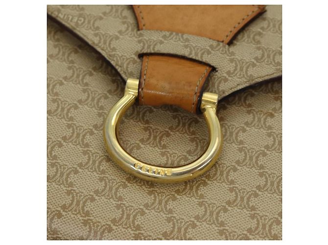 Céline CELINE Macadam Canvas Schultertasche Beige Gold Auth 86227 Golden - Ansicht 15