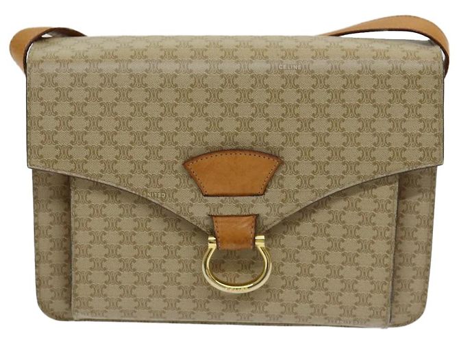 Céline CELINE Macadam Canvas Schultertasche Beige Gold Auth 86227 Golden - Ansicht 2