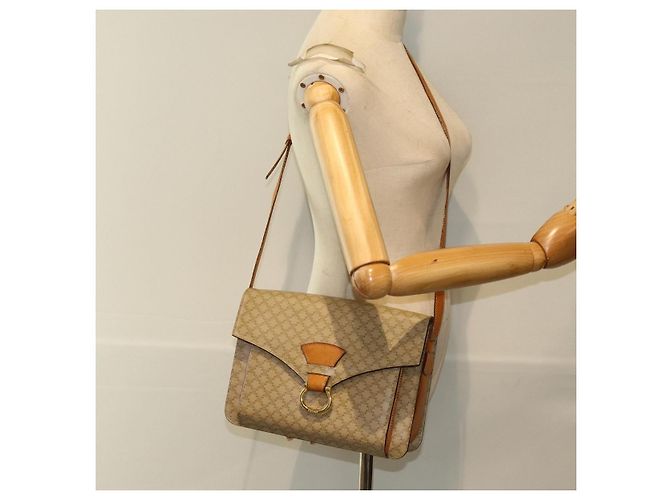 Céline CELINE Macadam Canvas Schultertasche Beige Gold Auth 86227 Golden - Ansicht 24