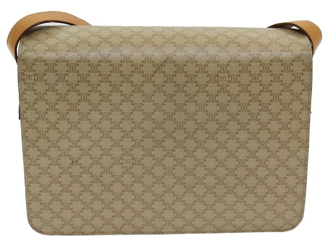 Céline CELINE Macadam Canvas Schultertasche Beige Gold Auth 86227 Golden - Ansicht 3