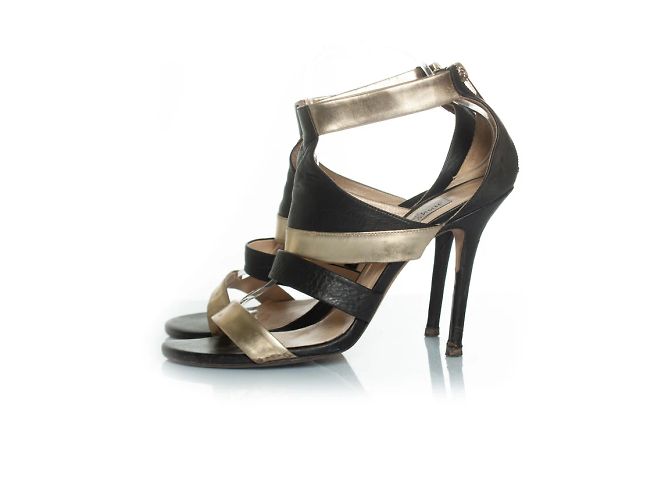 Sandali con cinturino Jimmy Choo in nero e oro D'oro - vista 2