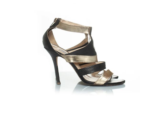 Sandali con cinturino Jimmy Choo in nero e oro D'oro - vista 4