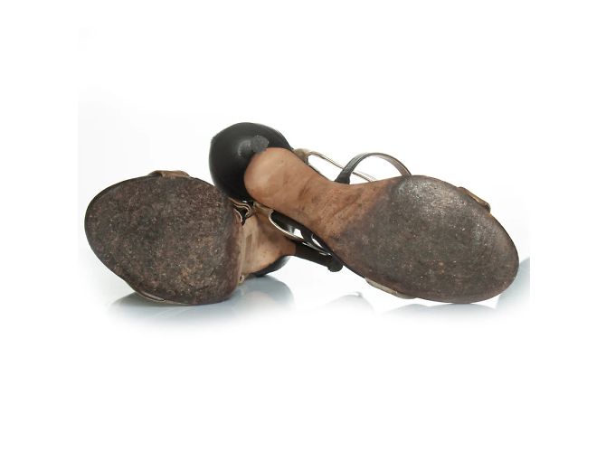 Sandali con cinturino Jimmy Choo in nero e oro D'oro - vista 7