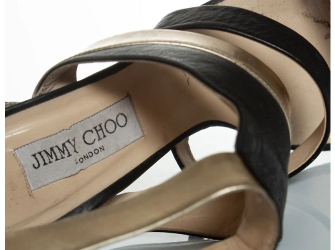 Sandali con cinturino Jimmy Choo in nero e oro D'oro - vista 8