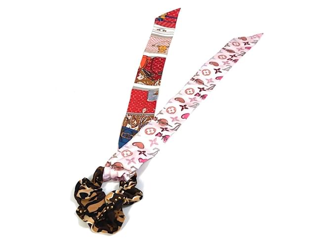 Scrunchie in seta multicolore Louis Vuitton - vista 4
