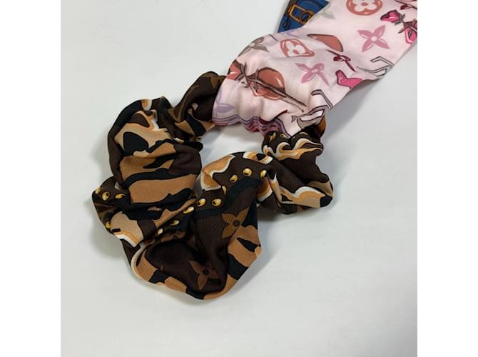 Scrunchie in seta multicolore Louis Vuitton - vista 5