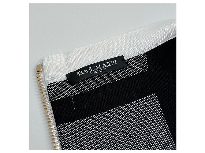 Balmain Karostrick Bleistiftrock Schwarz Weiß - Ansicht 4