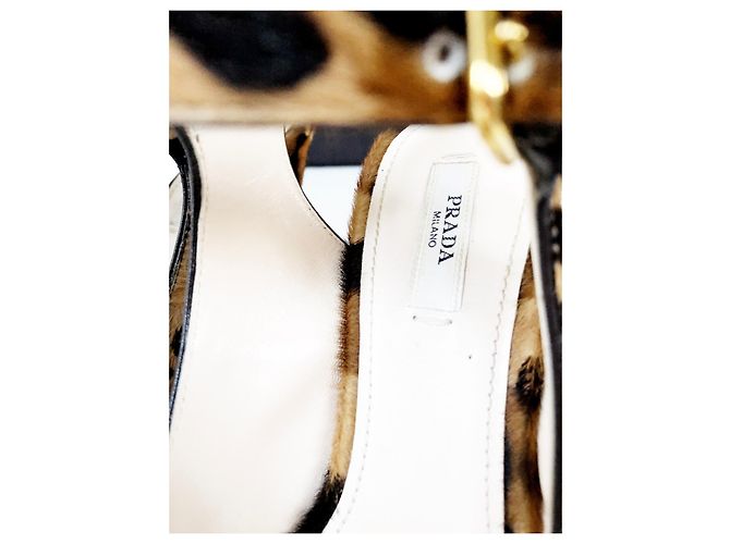 Décolleté aperti Prada in pony hair con stampa leopardata beige, marrone e nera. - vista 8