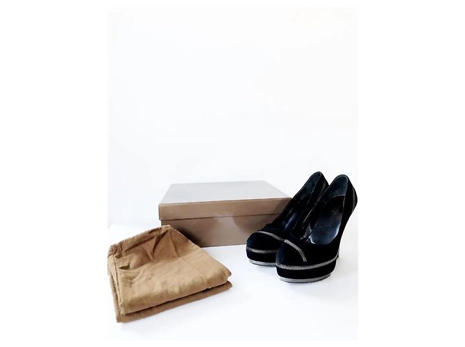 Pumps a piattaforma in suede nero con dettaglio zip GUCCI - vista 5