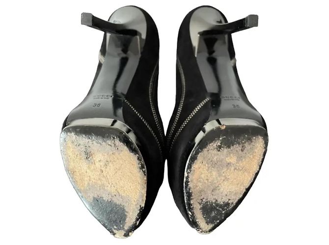 Pumps a piattaforma in suede nero con dettaglio zip GUCCI - vista 6