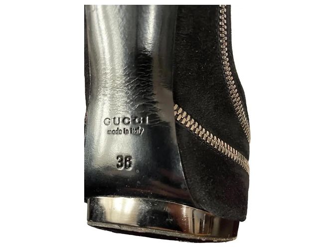 Pumps a piattaforma in suede nero con dettaglio zip GUCCI - vista 7