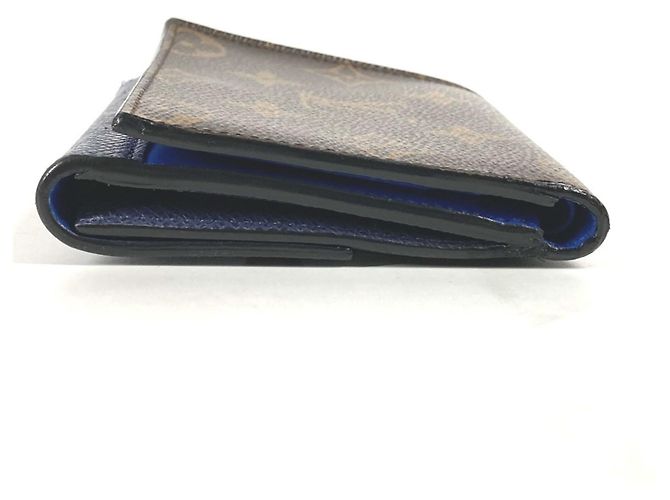 Billetera compacta Monogram y Taiga Louis Vuitton Castaño Azul - vista 3
