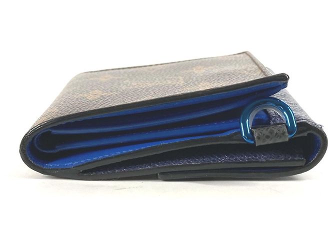 Billetera compacta Monogram y Taiga Louis Vuitton Castaño Azul - vista 4