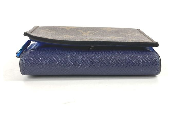 Billetera compacta Monogram y Taiga Louis Vuitton Castaño Azul - vista 5