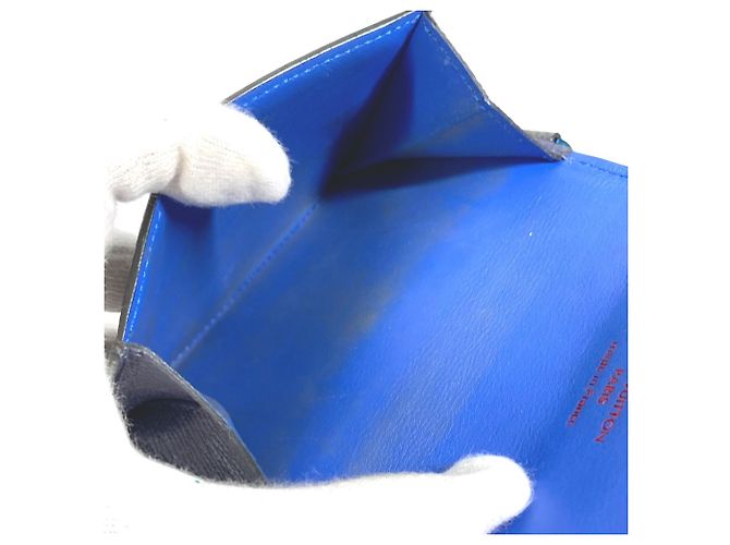 Billetera compacta Monogram y Taiga Louis Vuitton Castaño Azul - vista 8
