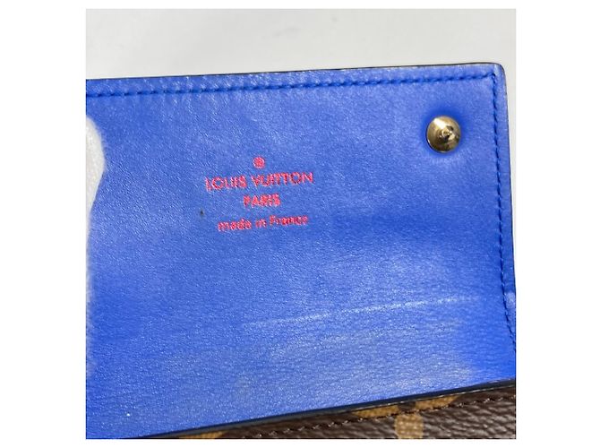 Billetera compacta Monogram y Taiga Louis Vuitton Castaño Azul - vista 9