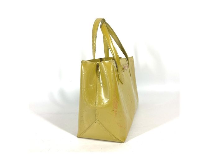 Borsa Tote Louis Vuitton Monogram Vernis Wilshire PM Giallo - vista 3
