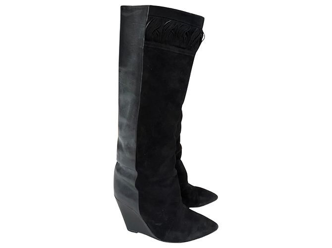 Botas Isabel Marant de camurça e couro pretas Preto - vista 2