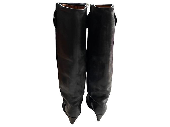 Botas Isabel Marant de camurça e couro pretas Preto - vista 4
