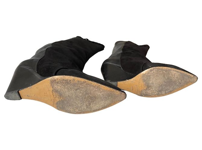 Botas Isabel Marant de camurça e couro pretas Preto - vista 8