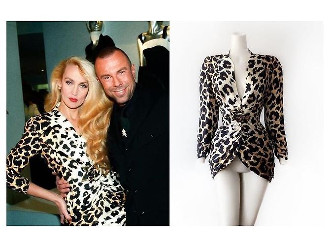 Blazer Thierry Mugler de seda estampado leopardo marrón Castaño - vista 10