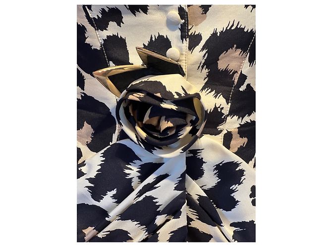 Blazer Thierry Mugler de seda estampado leopardo marrón Castaño - vista 2