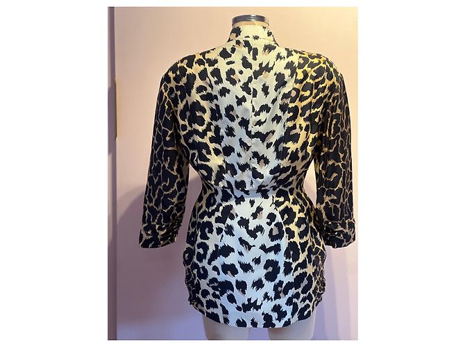 Blazer Thierry Mugler de seda estampado leopardo marrón Castaño - vista 3