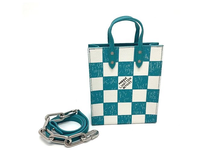 Borsa a Spalla Sac Plat XS Damier Checkerboard Louis Vuitton Blu - vista 12