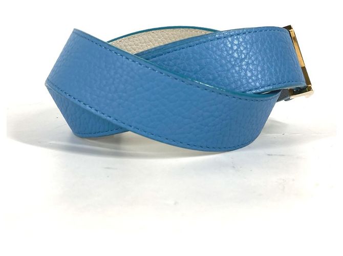 Reversibler bicolor LV Gürtel mit Louis Vuitton Schnalle Weiß Blau - Ansicht 2