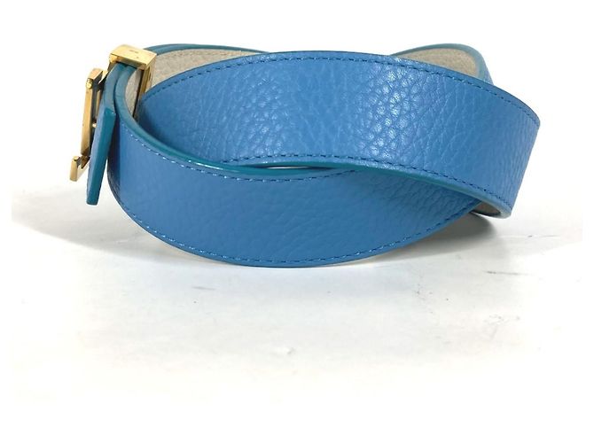 Reversibler bicolor LV Gürtel mit Louis Vuitton Schnalle Weiß Blau - Ansicht 3