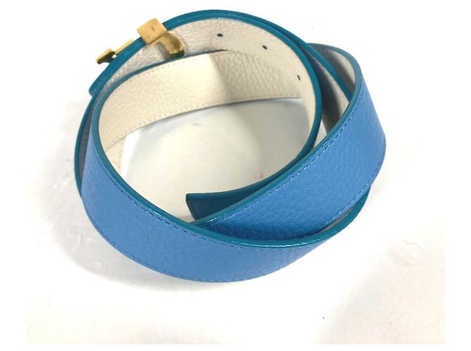 Reversibler bicolor LV Gürtel mit Louis Vuitton Schnalle Weiß Blau - Ansicht 4