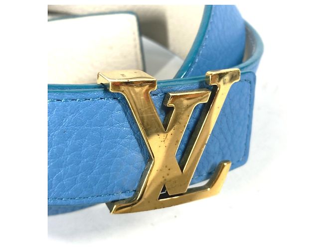 Reversibler bicolor LV Gürtel mit Louis Vuitton Schnalle Weiß Blau - Ansicht 5