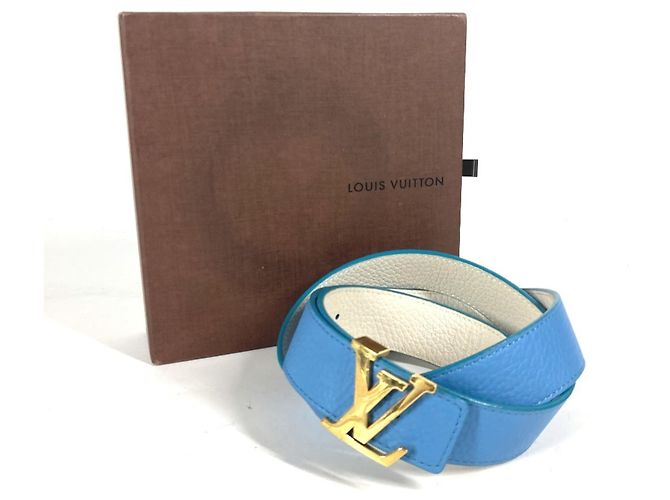 Reversibler bicolor LV Gürtel mit Louis Vuitton Schnalle Weiß Blau - Ansicht 6