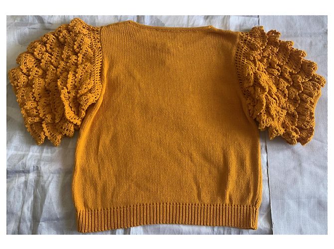 Autre Marque Top de punto Stella PARDO de algodón naranja con mangas abullonadas - vista 2