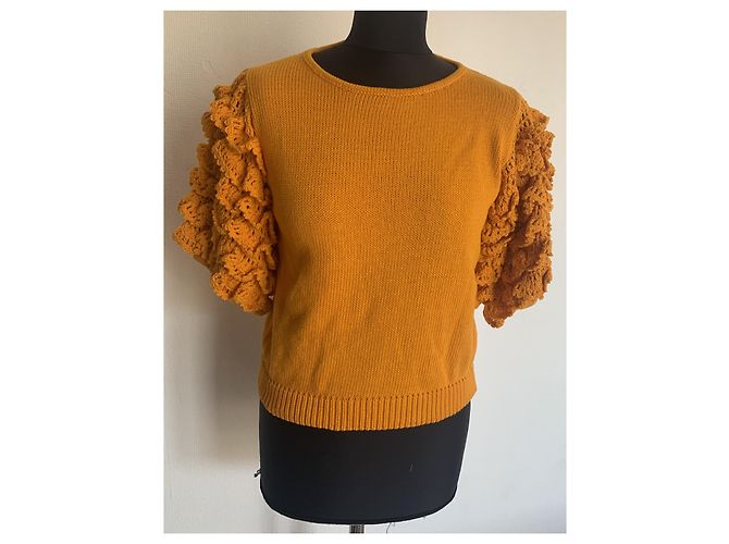 Autre Marque Top de punto Stella PARDO de algodón naranja con mangas abullonadas - vista 3