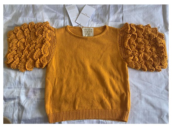 Autre Marque Top de punto Stella PARDO de algodón naranja con mangas abullonadas - vista 5
