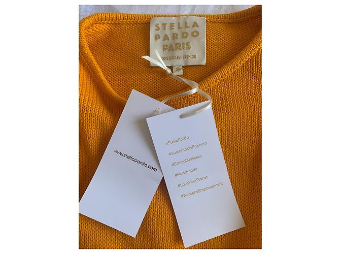 Autre Marque Top de punto Stella PARDO de algodón naranja con mangas abullonadas - vista 6