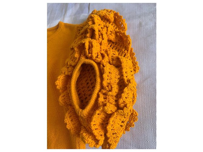 Autre Marque Top de punto Stella PARDO de algodón naranja con mangas abullonadas - vista 8