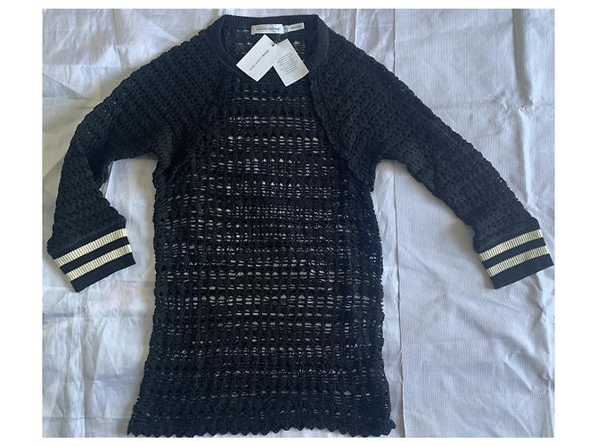 Top Chess Isabel Marant Etoile de crochet negro Blanco - vista 3