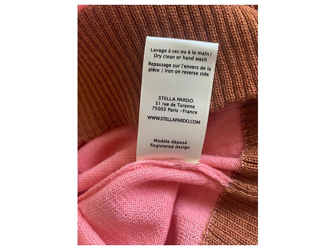 Autre Marque STELLA PARDO X ANTHROPOLOGIE Wollpullover Rosa Gelb und Mocha Braun Pink Senf - Ansicht 12